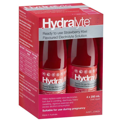 Hydralyte Electrolyte Strawberry and Kiwi 4x250ml Solution