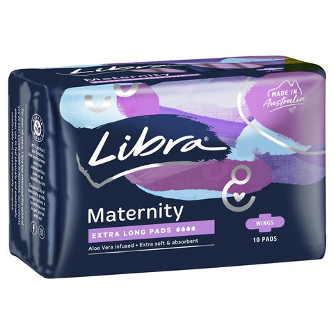 Libra Extra Long Maternity Pads Wings 10 Pack