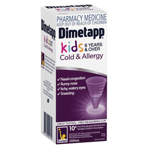 Dimetapp Cold and Allergy Elixir 200mL