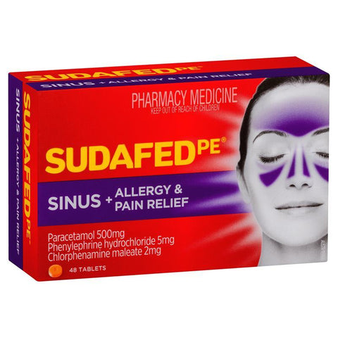 Sudafed PE Sinus + Allergy & Pain Relief 48 Tabs