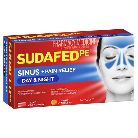Sudafed PE Sinus + Pain Relief Day & Night 24 Tabs