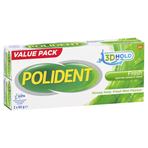 Polident Denture Adhesive Cream 2 x 60g Pack