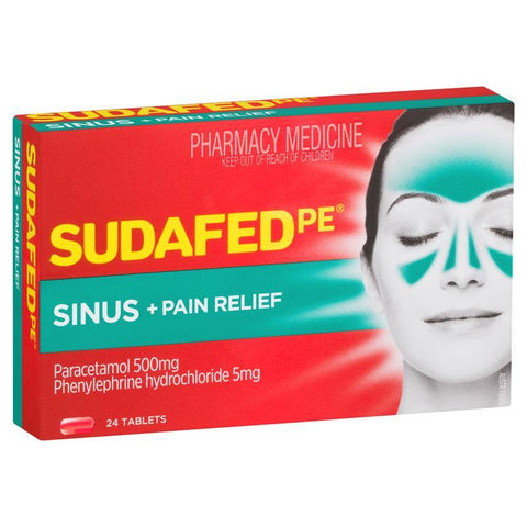 Sudafed PE Sinus and Pain Relief 24 Tabs
