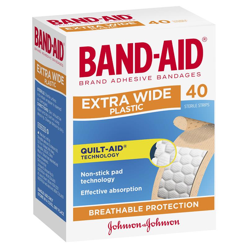 Band-aid Extra Wide Plastic Strips 40 Pack