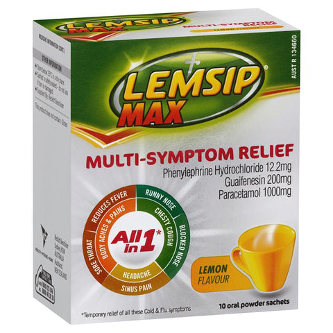 Lemsip Max Cold & Flu Multi Relief Hot Drink Lemon 10 Pack