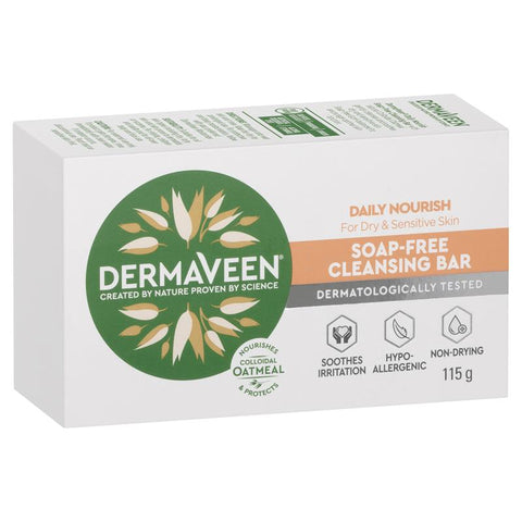 DermaVeen Daily Nourish Soap Free Cleansing Bar 115g