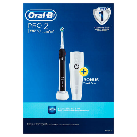 Oral-B Pro 2 2000 Black Electric Toothbrush + Travel Case