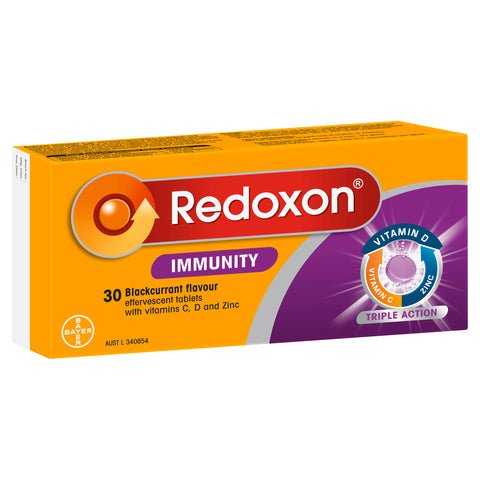 Redoxon Immunity Vitamin Blackcurrant Flavoured Effervescent Tablets 30PK