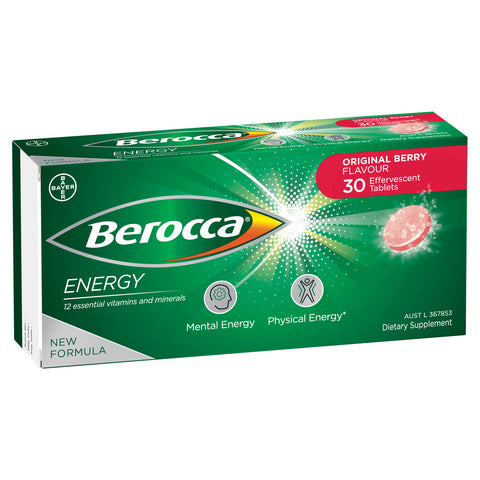 Berocca Energy Vitamin B & C Original Berry Flavour Effervescent Tablets 30 Pack