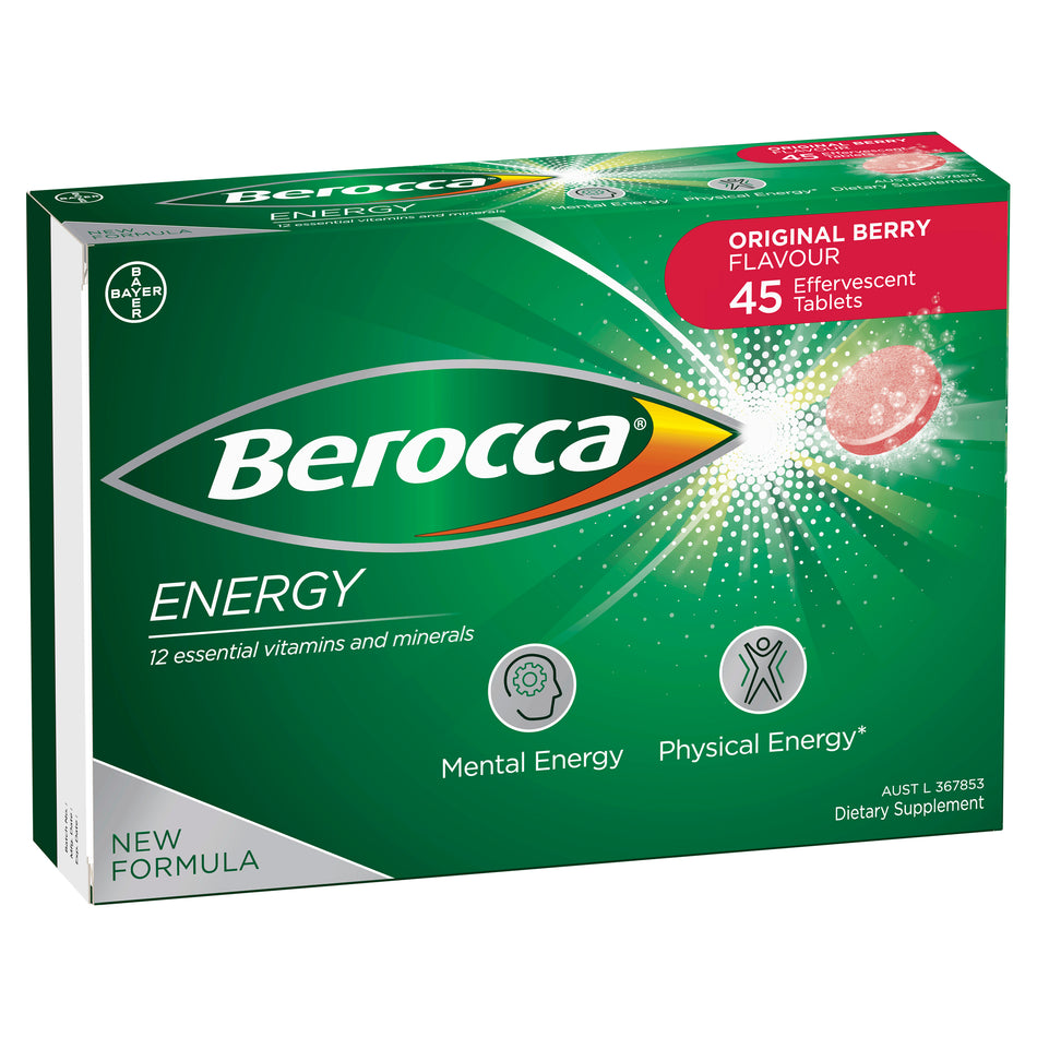 Berocca Energy Vitamin Original Berry Effervescent Tablets 45 pack