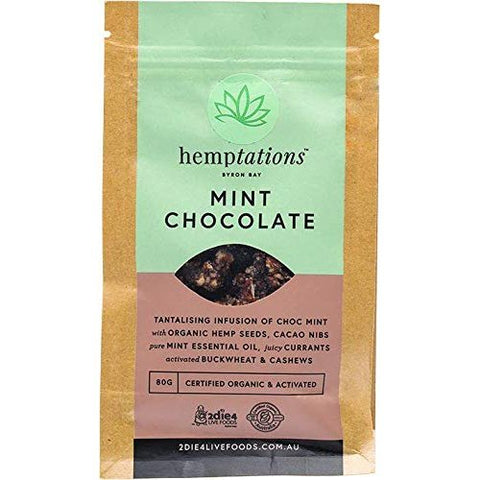 2DIE4 LIVE FOODS Hemptations - Superfood Hemp Snack Mint Chocolate 80g
