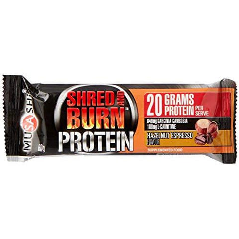 Musashi Shred and Burn Hazelnut Expresso Protein Bar12 x 60 Grams
