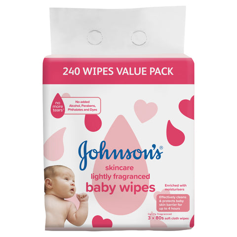 Johnson's Baby Skincare Wipes Lightly Fragranced  80 X 3