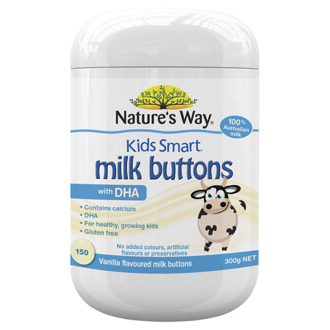 Nature's Way Kids Smart Milk Buttons with DHA Vanilla 150 Chewable Buttons