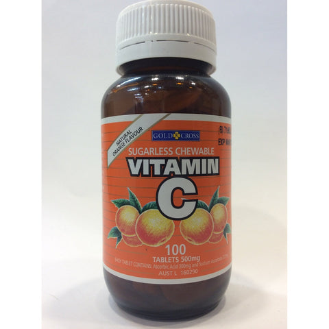 Gold Cross Vitamin C 500Mg Sugarless 100 Chewable Tablets