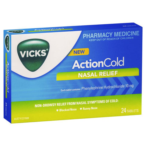 Vicks Action Cold Nasal Relief 24 Tabs