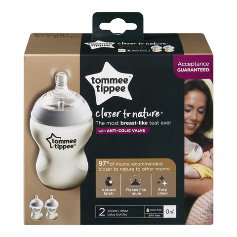 Tommee Tippee Closer to Nature Feeding Bottle 260mL - 2 Pack