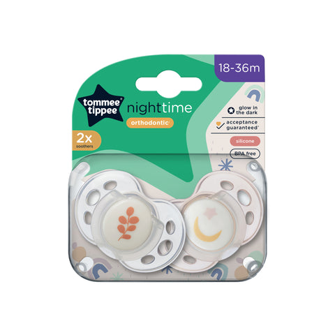 Tommee Tippee Closer To Nature Night Time Soothers 18-36 Months 2 Pack (Colours May Vary)