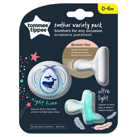 Tommee Tippee Baby Soother Mixed Trial 3 Pack 0-6M (Colours May Vary)