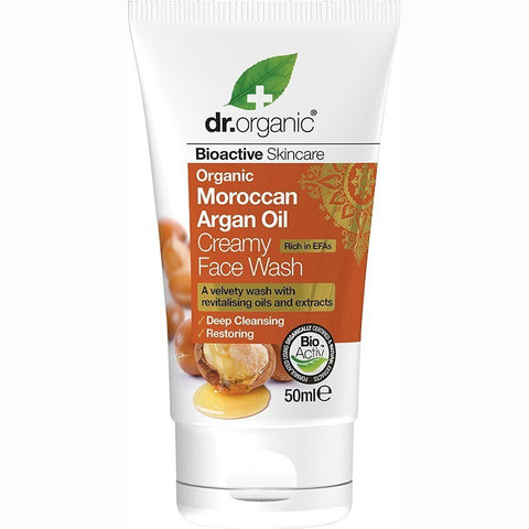 DR ORGANIC Creamy Face Wash (Mini) Organic Moroccan Argan Oil 50ml