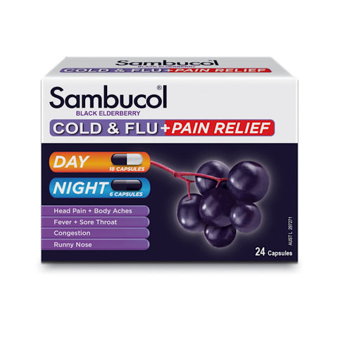 Sambucol Cold & Flu Pain Relief 24 Caps