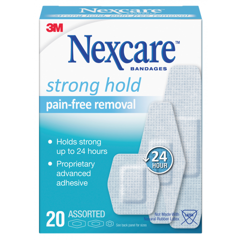 Nexcare Strong Hold Pain-Free Removal Strips 20 Pack Assorted
