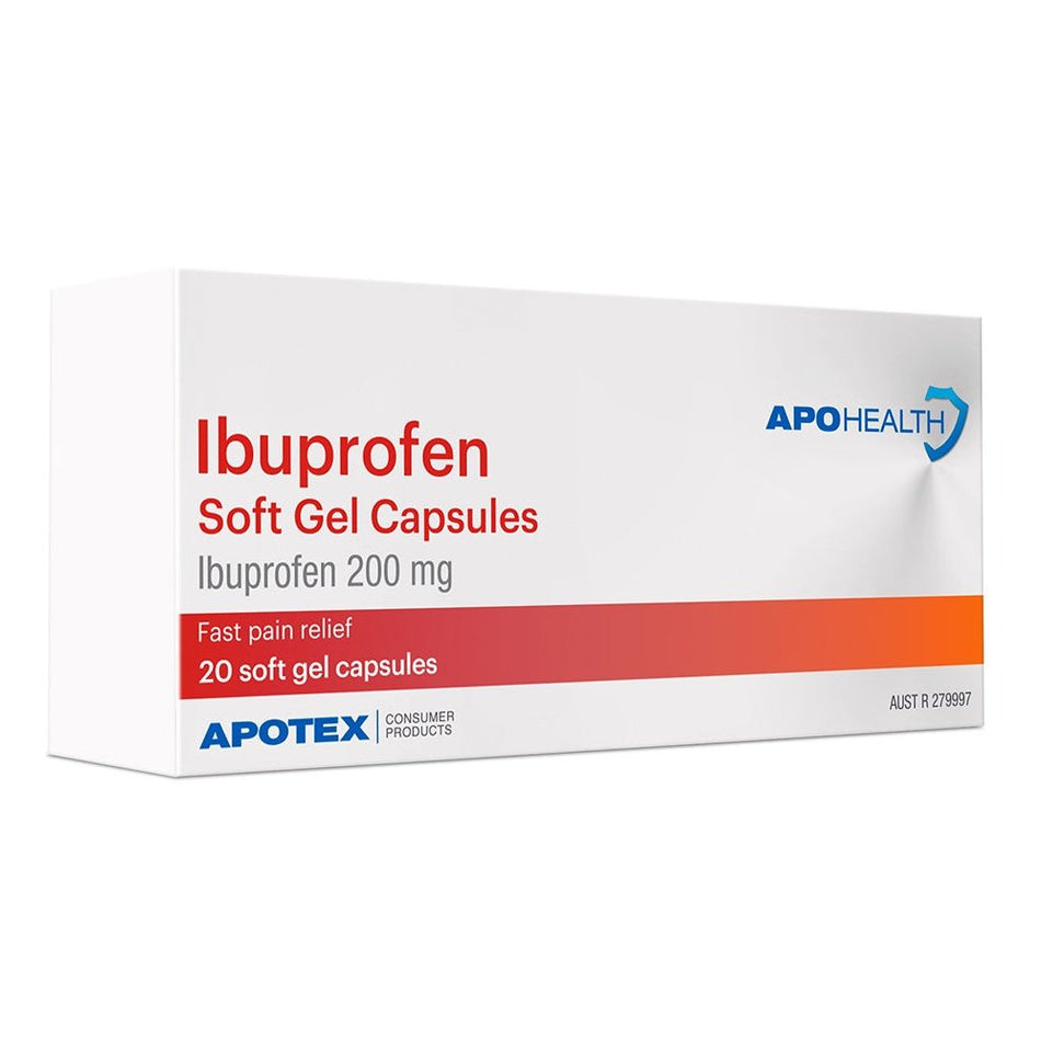 Apohealth Ibuprofen 200mg Soft Gel Cap 20 Pack