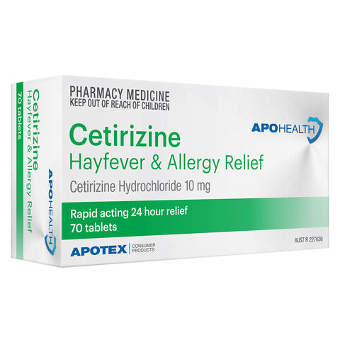 ApoHealth Cetirizine Hayfever Allergy 10mg 70 Tablets