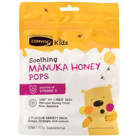COMVITA Soothing Manuka Honey Pops Kids  3 Flavour Variety Pack (UMF 10+) 15pcs