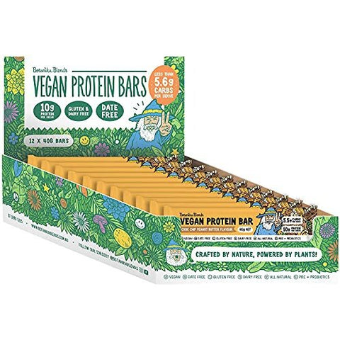 BOTANIKA BLENDS Vegan Protein Bars Choc Chip Peanut Butter 40g 12PK
