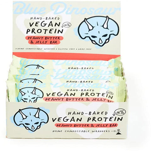 BLUE DINOSAUR Hand-Baked Vegan Protein Bar Peanut Butter & Jelly 45g 12PK
