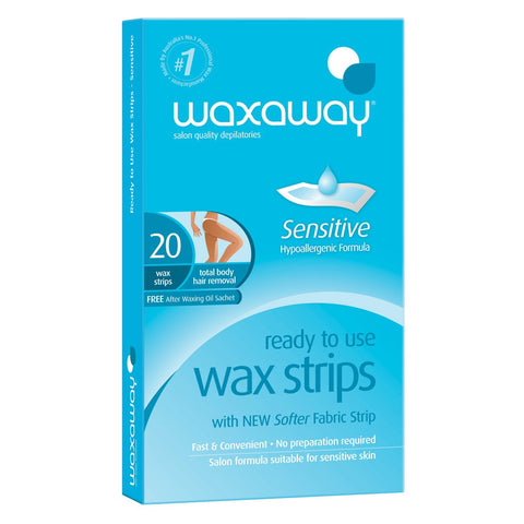 WAXAWAY Ready To Use Sensitive body Wax Strips 20 Pack