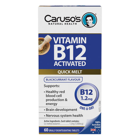Caruso's Natural Health Vitamin B12 Activated 1200mcg 60 Orally Disintegrating Tablets