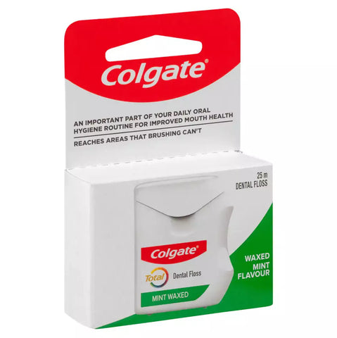 Colgate Total Mint Waxed Durable Oral Care Dental Floss 25m