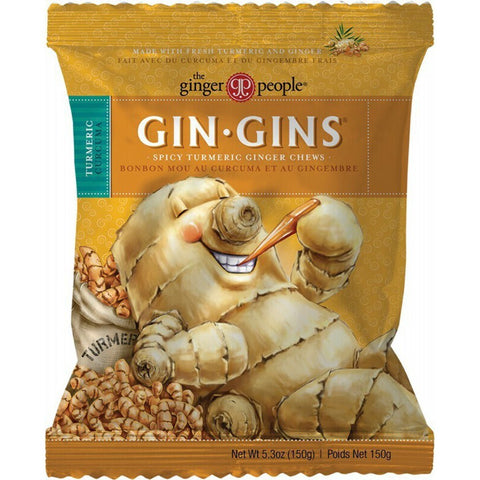 THE GINGER PEOPLE Gin Gins Ginger Candy Chewy - Spicy Turmeric 12x 150g