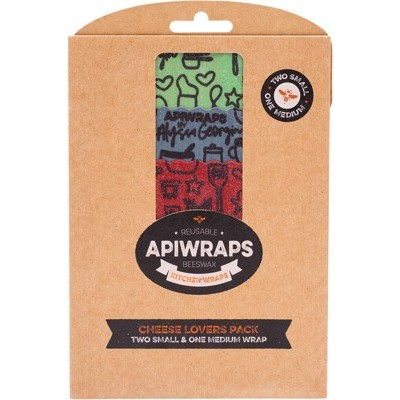 APIWRAPS Reusable Beeswax Wraps - Cheese 2 X Small & 1 X Medium 3
