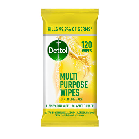 Dettol Multipurpose Wipes Lemon Lime Burst 120s