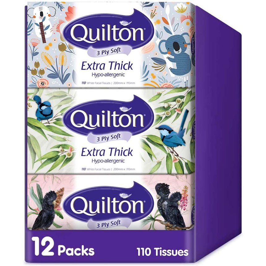 Quilton Classic White Facial Tissue 110 X12