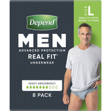 DEPEND REAL FIT UNDERWEAR MALE LARGE 8