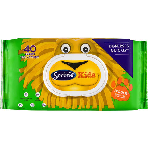 Sorbent Flushable Wipes Kids 40PK (Pack of 12)