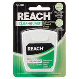 REACH Cleanburst Spearmint Waxed Dental Floss 50m