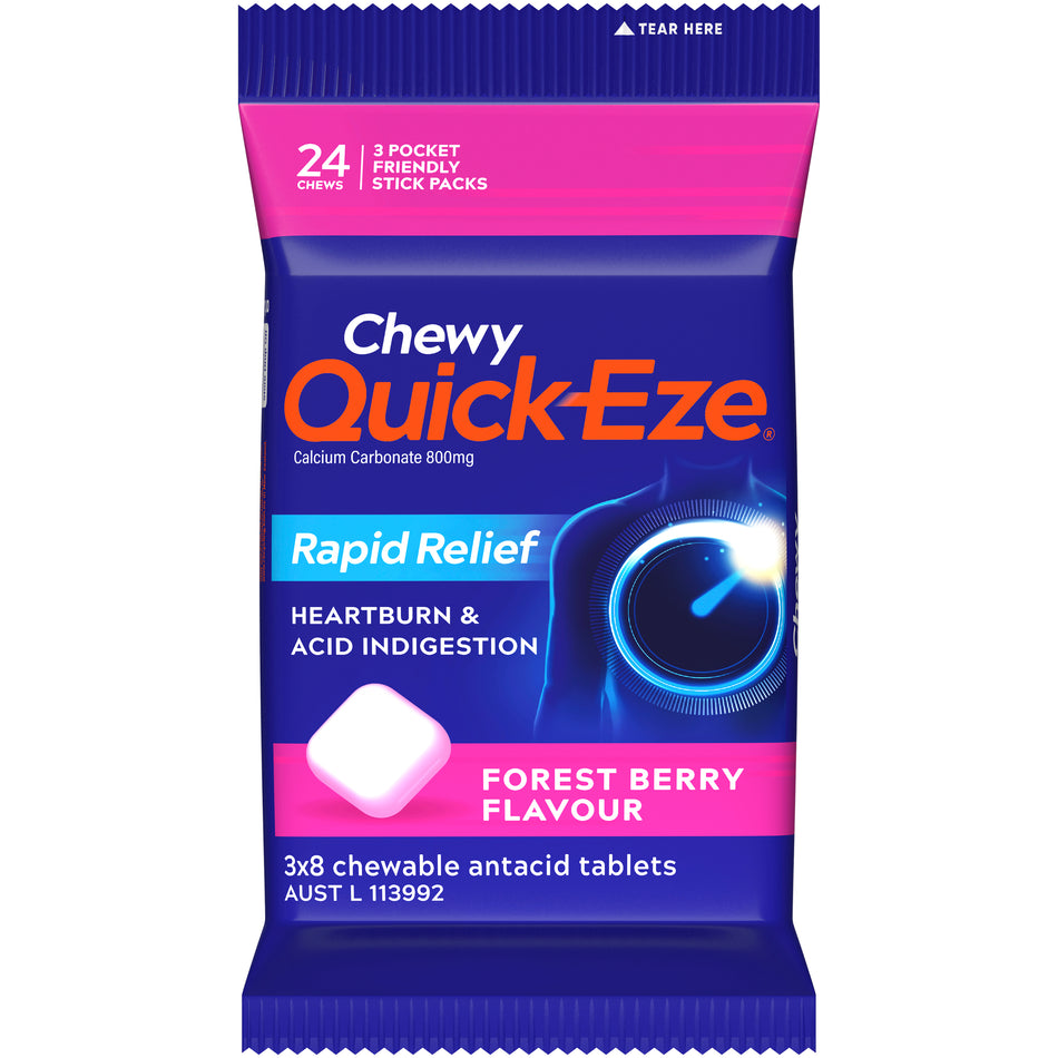 QUICK-EZE CHEWY SUGAR FOREST BERRY MP 24TAB 120g