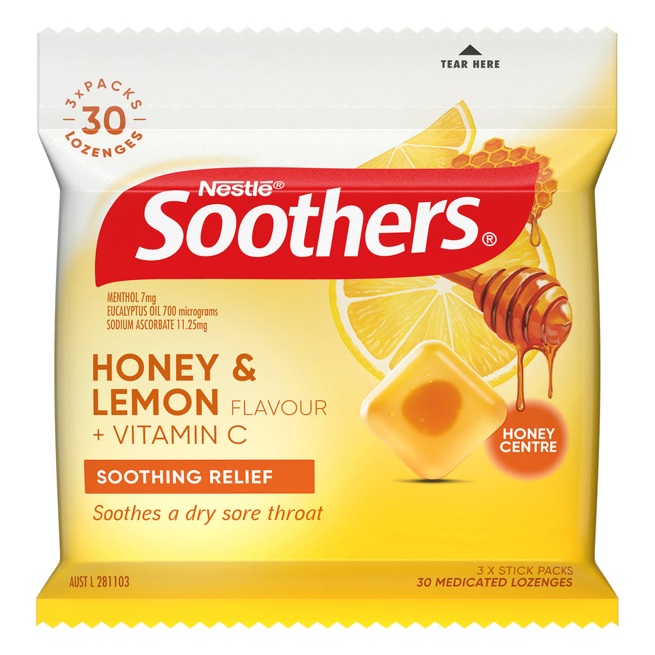 Soothers Honey & Lemon 3x10 Lozenge Multipack
