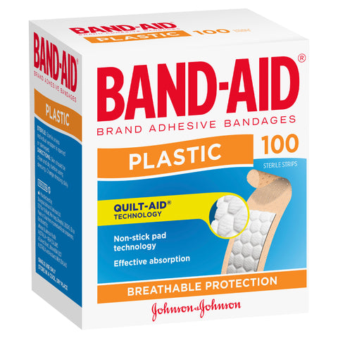 Band Aid Plastic Strips 100 Pack