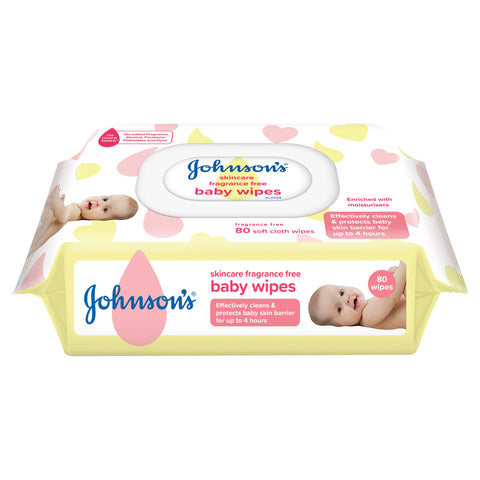 Johnson's Baby Wipes Skincare Fragrance Free Refill 80 Pack