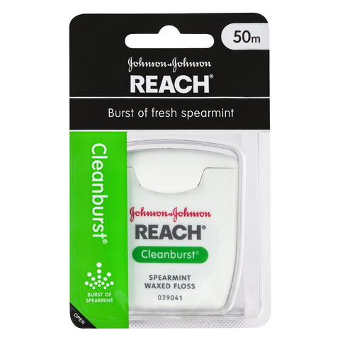 REACH Cleanburst Spearmint Waxed Dental Floss 50m
