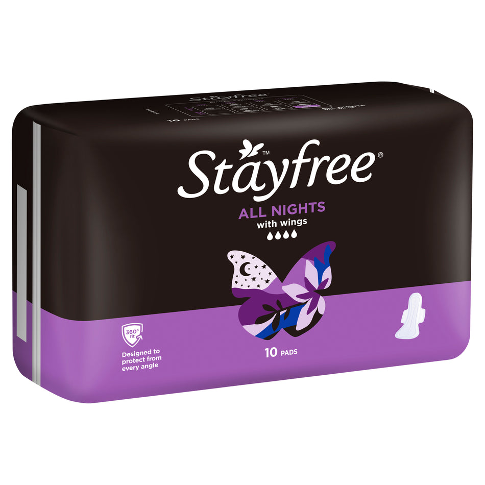 Stayfree All Nights Extra Long with Wings Pads 10 Pack