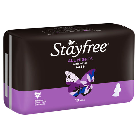 Stayfree Ultra Thin All Night Sanitary Pads With Wings 10PK