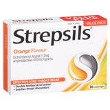 Strepsils Soothing Lozenges Orange 36pk Sore Throat Double Antibacterial