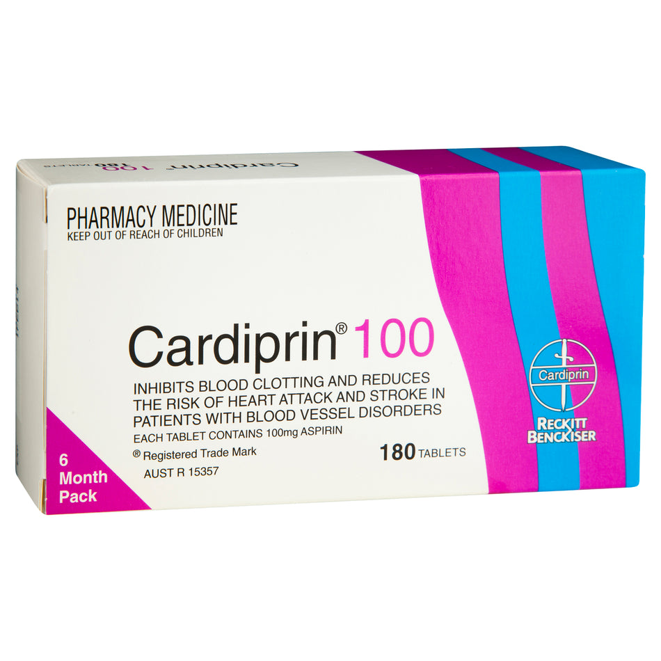 Cardiprin Blood Clotting Reduction Tablets 100mg Aspirin 180 Pack